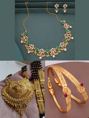 Dressberry Brass Gold-plated Multicolor Jewellery Set(Pack of 3)