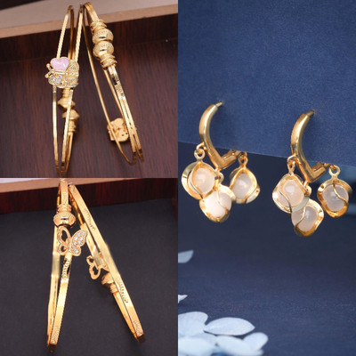ANOUK Brass Gold-plated Pink Jewellery Set(Pack of 3)