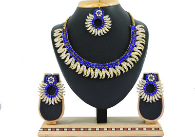 KAHAR CREATION Alloy Gold-plated Blue, Silver Jewellery Set(Pack of 1)