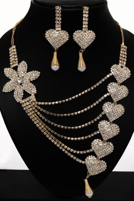 GHAZI COLLECTIONS Brass Gold-plated Gold, White Jewellery Set(Pack of 2)