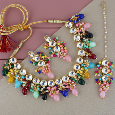 Lucky Jewellery Alloy Gold-plated Multicolor Jewellery Set(Pack of 4)