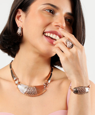 SOHI Alloy Gold-plated Rose Gold Jewellery Set(Pack of 4)