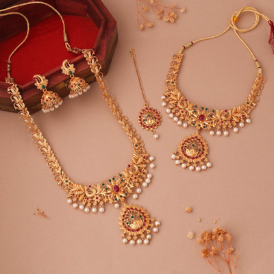 Alasca Brass Gold-plated Gold Jewellery Set(Pack of 3)