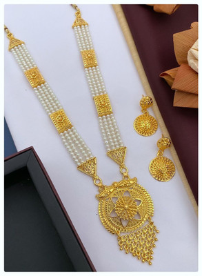 Rasadiya Brass Gold-plated White Jewellery Set(Pack of 1)