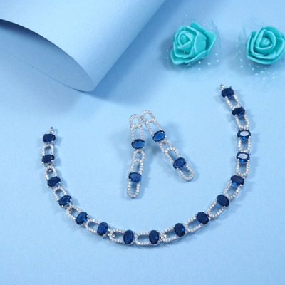 joy of jewels Alloy Blue Jewellery Set(Pack of 1)