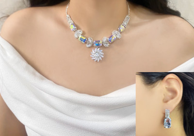 Varnii Stone, Alloy Silver Multicolor, Silver Jewellery Set(Pack of 1)