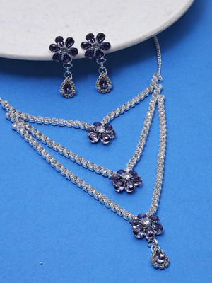 SAIYONI Alloy Silver Blue Jewellery Set(Pack of 1)