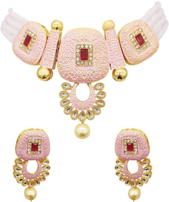 Lathar Alloy Pink Jewellery Set(Pack of 1)