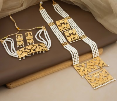 TINALIVA Brass Gold-plated Gold Jewellery Set(Pack of 1)