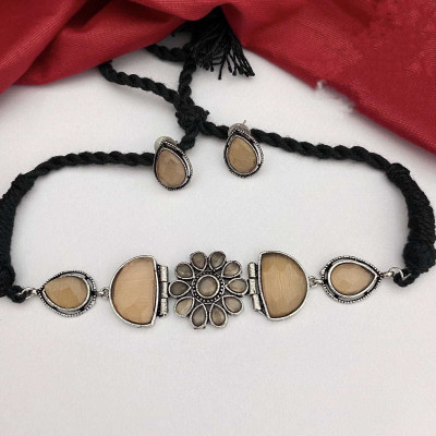 Adc fashions Oxidised Silver Orange Jewellery Set(Pack of 1)