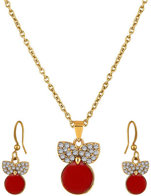 mahi Alloy Gold-plated Red Jewellery Set(Pack of 3)