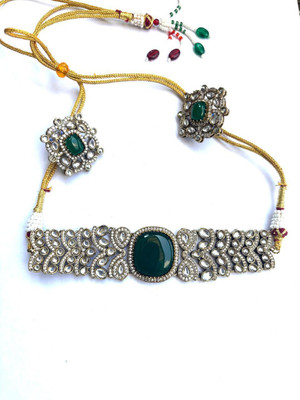 Palhar Collections Brass Green, White Jewellery Set(Pack of 1)