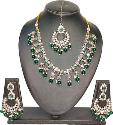 Zarmar fashion Stone, Crystal Gold-plated Green Jewellery Set(Pack of 1)
