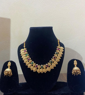 Treasure Collections Brass, Copper Gold-plated Gold, Red, Green Jewellery Set(Pack of 1)