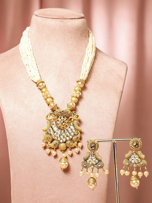 RUBANS Alloy Gold-plated Gold, White Jewellery Set(Pack of 1)