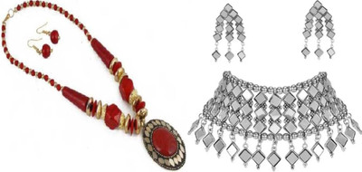 JMBW INTERNATIONAL Alloy Red, Gold, Silver Jewellery Set(Pack of 2)