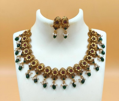 Joyful Alloy Gold-plated Green, Gold Jewellery Set(Pack of 1)