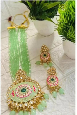 SatnamCreation Alloy Gold-plated Green Jewellery Set(Pack of 1)
