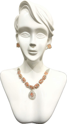 V.V. Sons Alloy Enamel Orange Jewellery Set(Pack of 1)
