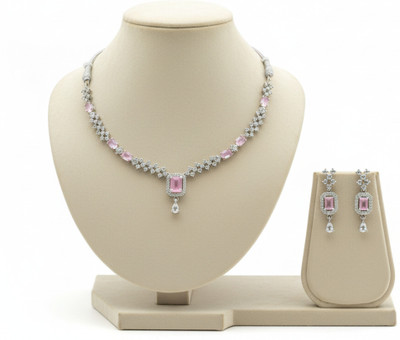 Amoha Lifestyle Brass, Alloy Silver Pink, White Jewellery Set(Pack of 3)