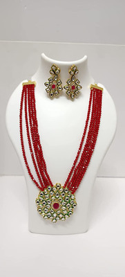 AASTHA IMAGINE Alloy Gold-plated Red Jewellery Set(Pack of 1)