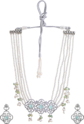 Silvermerc Designs Brass Silver White Jewellery Set(Pack of 1)