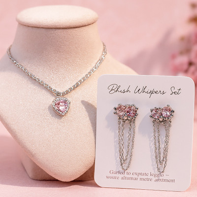DEV VARNIKA Alloy Rhodium Pink Jewellery Set(Pack of 3)