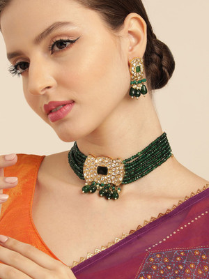 ANOUK Brass Gold-plated Green Jewellery Set(Pack of 3)