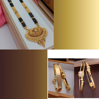 brado jewellery Brass Gold-plated Beige, Blue Jewellery Set(Pack of 3)