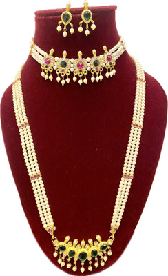 Vacker Alloy Gold-plated Green Jewellery Set(Pack of 4)