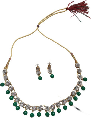 Vrinda Art Alloy Gold-plated Green, Silver Jewellery Set(Pack of 1)