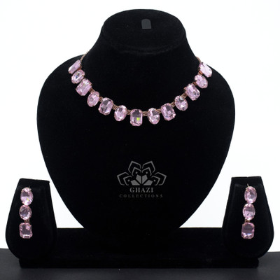 Ghazi Collection Brass Gold-plated Pink Jewellery Set(Pack of 1)