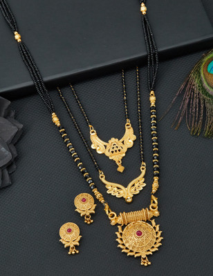 YEMBON Brass Gold-plated Gold, Black Jewellery Set(Pack of 1)