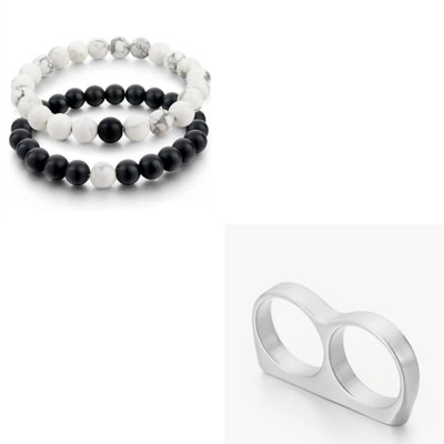 Vipunj Crystal, Stainless Steel Sterling Silver Silver, Black, White Jewellery Set(Pack of 2)