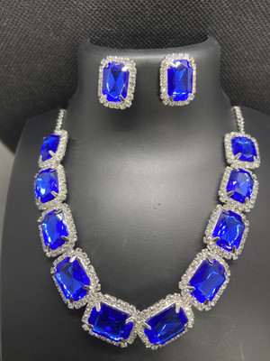 Kriva Trading Copper Silver Blue Jewellery Set(Pack of 1)