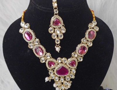 devanya crafts Alloy Gold-plated Maroon Jewellery Set(Pack of 4)