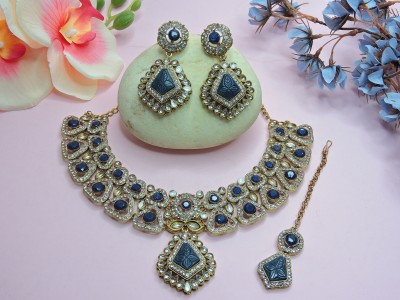 VATSALYA creation Alloy Gold-plated Blue Jewellery Set(Pack of 1)