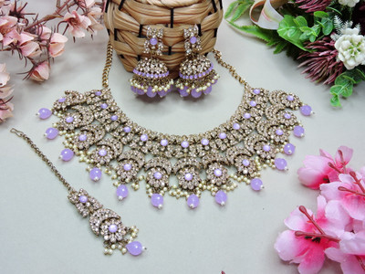 VATSALYA creation Alloy Gold-plated Purple Jewellery Set(Pack of 1)