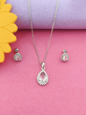 Pihoo Enterprise Alloy Silver White Jewellery Set(Pack of 1)
