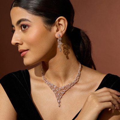 Kushal's Fashion Jewellery Copper Gold-plated White Jewellery Set(Pack of 3)