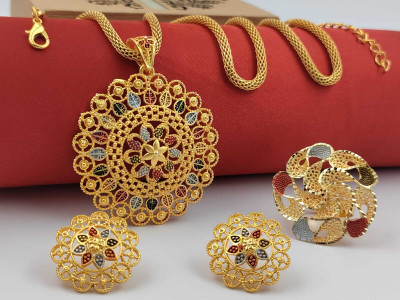 Chehar Fashion World Stone Gold-plated Gold Jewellery Set(Pack of 1)