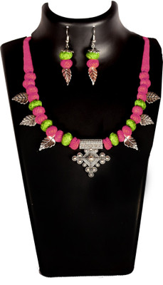 A S enterprize Oxidised Silver Pink Jewellery Set(Pack of 1)