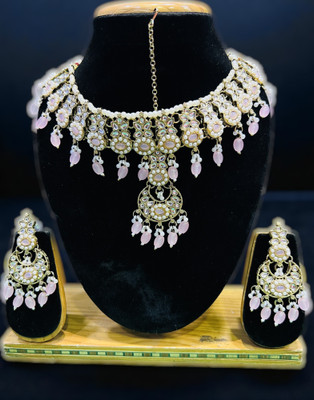 SHIV SHAKTI JEWELLERS Alloy Gold-plated Pink Jewellery Set(Pack of 3)