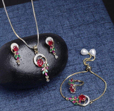 Tiyara Alloy Gold-plated Multicolor Jewellery Set(Pack of 1)
