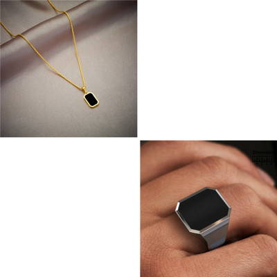 Vipunj Alloy Gold-plated, Sterling Silver Black, Gold Jewellery Set(Pack of 2)