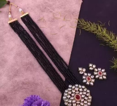 SatnamCreation Alloy Gold-plated Black Jewellery Set(Pack of 1)