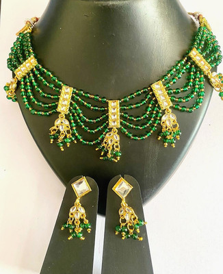NIKYANKA Brass Gold-plated Gold, Green Jewellery Set(Pack of 3)