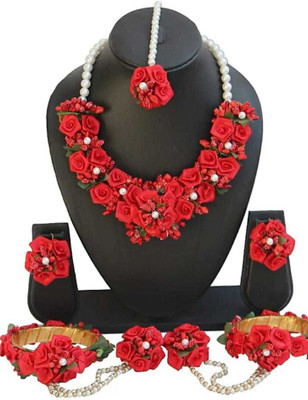 BHAVYUR ART & CRAFT Fabric Pink Jewellery Set(Pack of 1)