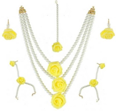 Rozec Fabric, Paper Yellow, Gold Jewellery Set(Pack of 1)