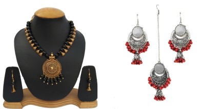 Dev Fashion Metal, Alloy Sterling Silver, Gold-plated Red, Silver, Black, Gold Jewellery Set(Pack of 2)